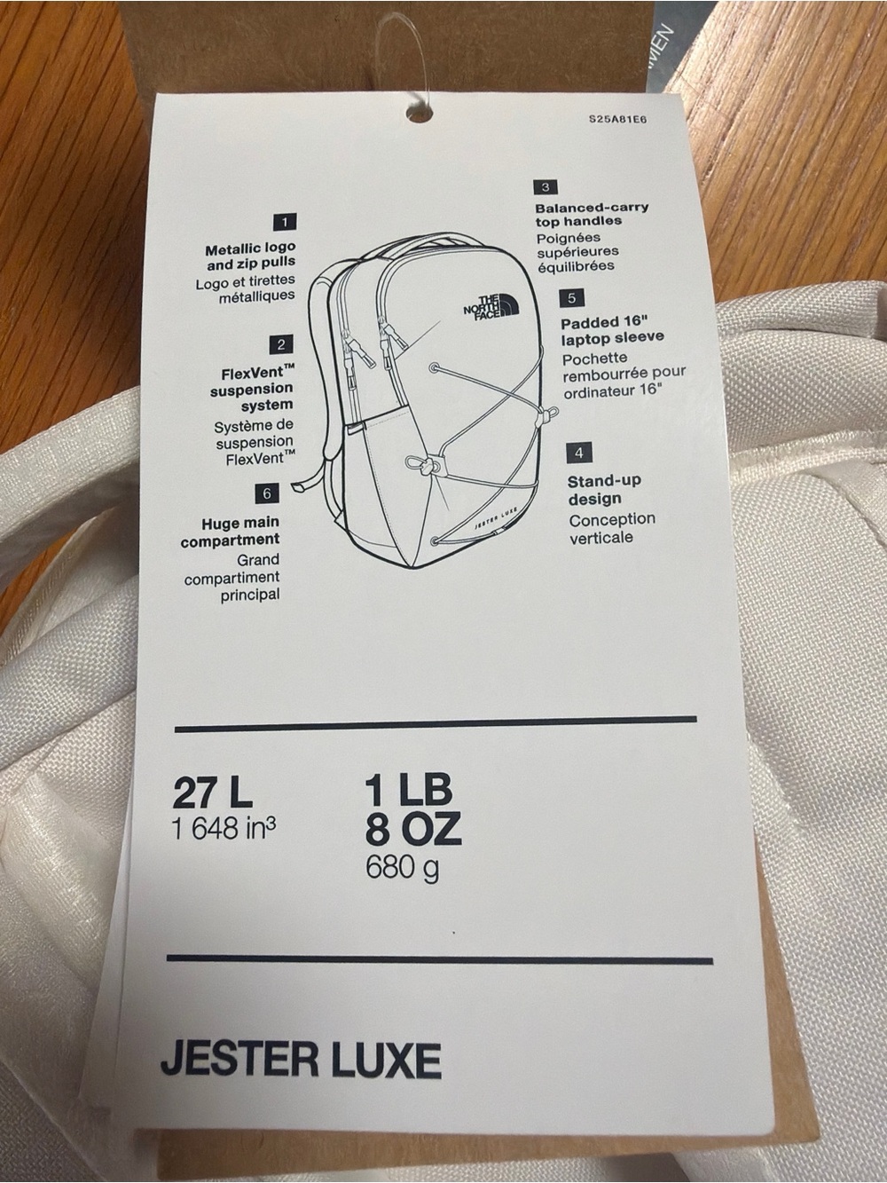 The North Face Women's Jester Luxe Backpack Gardenia White Laptop Bag, School - Picture 9 of 11